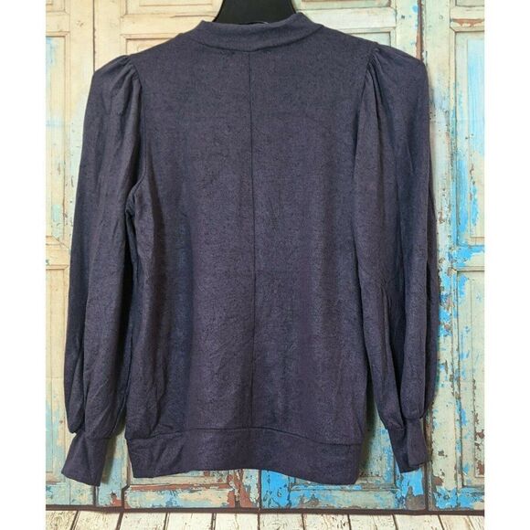 Riah Fashion Womens Small Purple Mock Neck Long Sleeve Pullover Sweater Top - Picture 3 of 7
